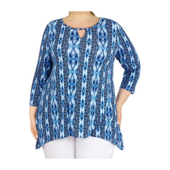NWT Ruby Rd. Ladies Blue Abstract Summer Spring Scoop Neck Stretchy Blouse SZ 4X - Picture 9 of 9